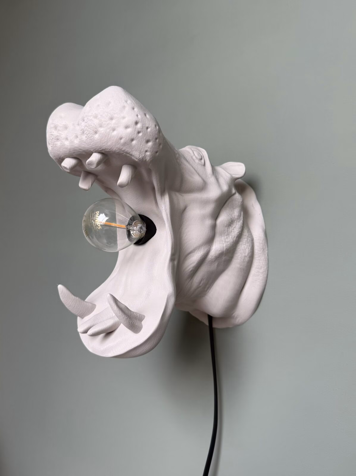 Nijlpaard Wandlamp