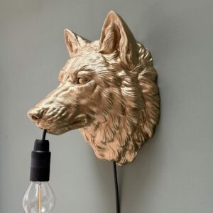 Wolven Kop Wandlamp