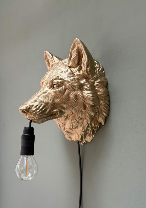 Wolven Kop Wandlamp